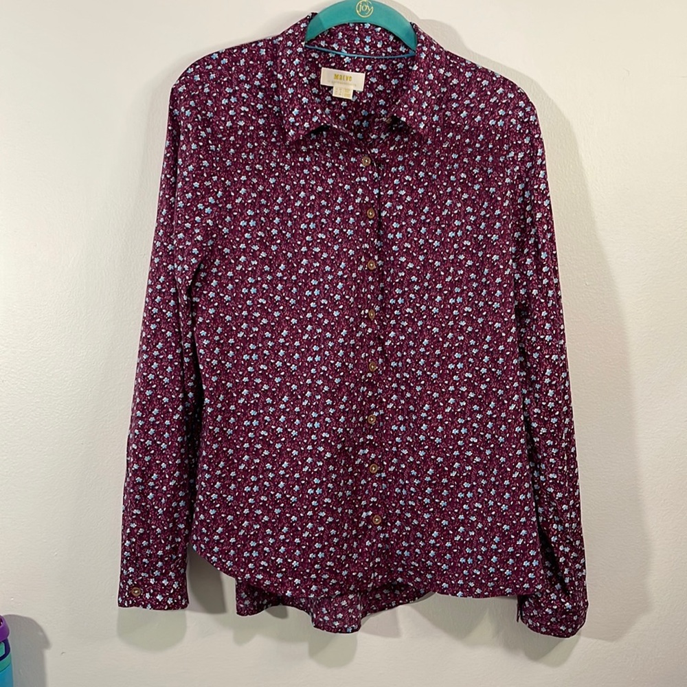 J. Crew Burgundy Floral Button Down Shirt